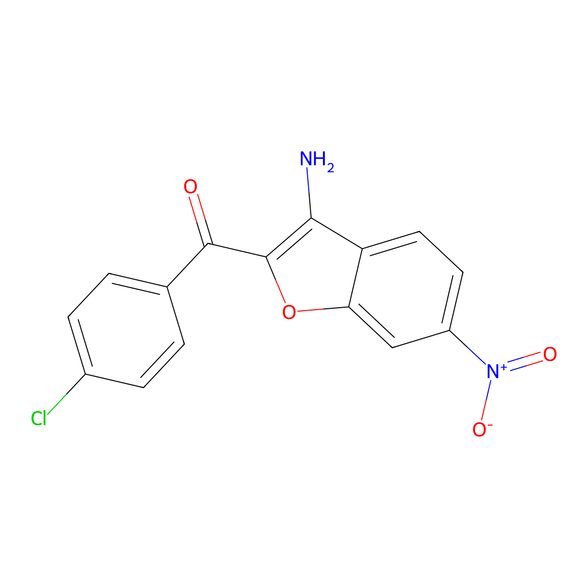 3-Amino-2-(4-chlorobenzoyl)-6-nitrobenzofuran molecular structure, CAS 351003-28-6