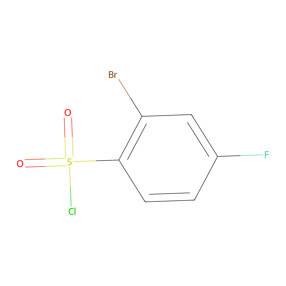 2-Bromo-4-fluorobenzene-1-sulfonyl chloride molecular structure, CAS 351003-45-7