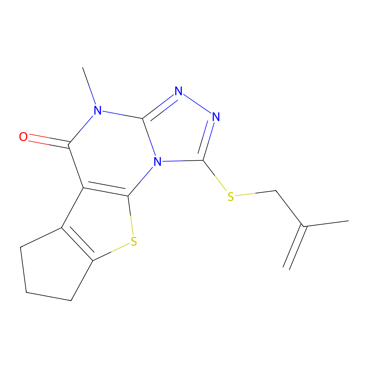 4-methyl-1-((2-methylallyl)thio)-7,8-dihydro-4H-cyclopenta[4,5]thieno[3,2-e][1,2,4]triazolo[4,3-a]pyrimidin-5(6H)-one molecular structure, CAS 351004-56-3