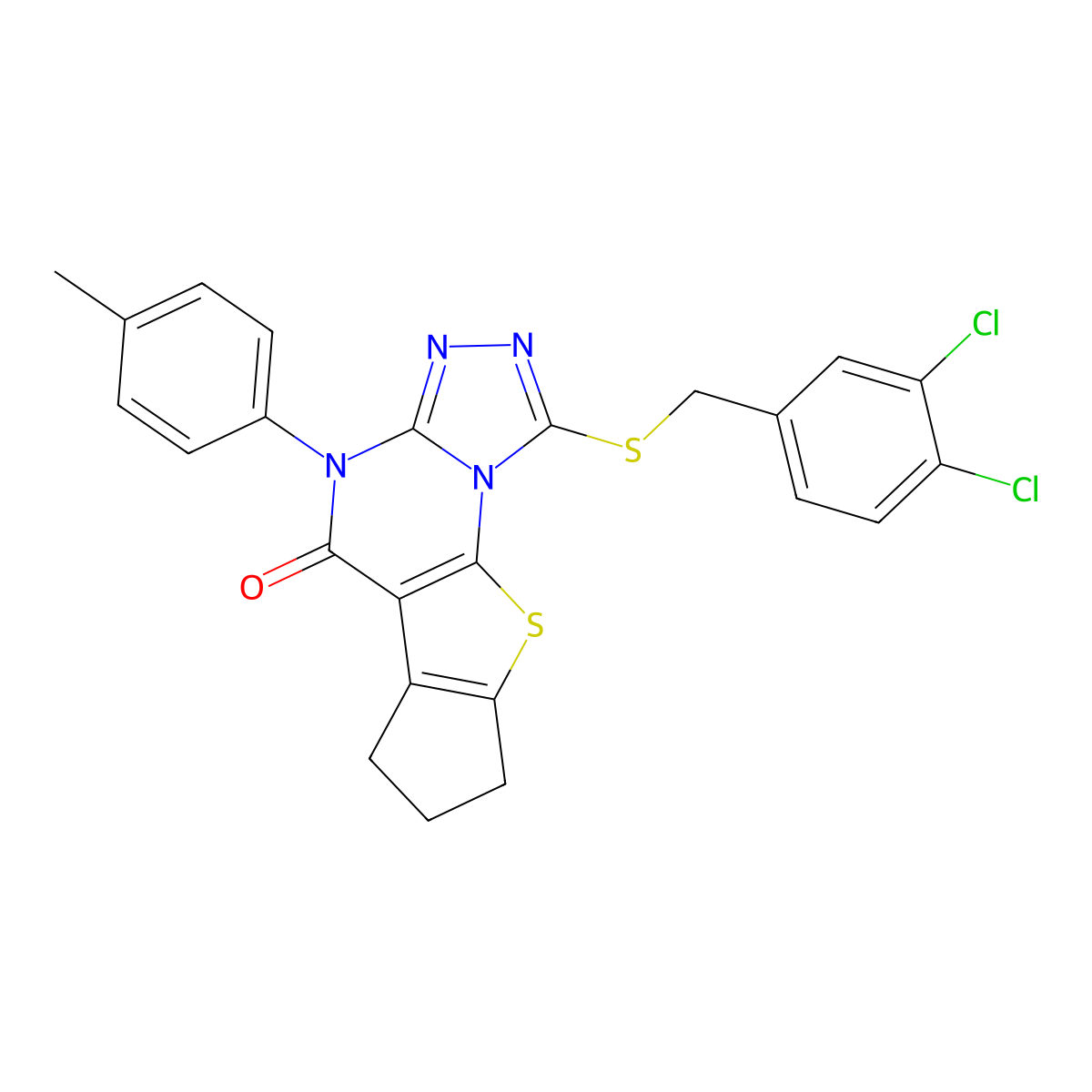 1-((3,4-dichlorobenzyl)thio)-4-(p-tolyl)-7,8-dihydro-4H-cyclopenta[4,5]thieno[3,2-e][1,2,4]triazolo[4,3-a]pyrimidin-5(6H)-one molecular structure, CAS 351004-60-9