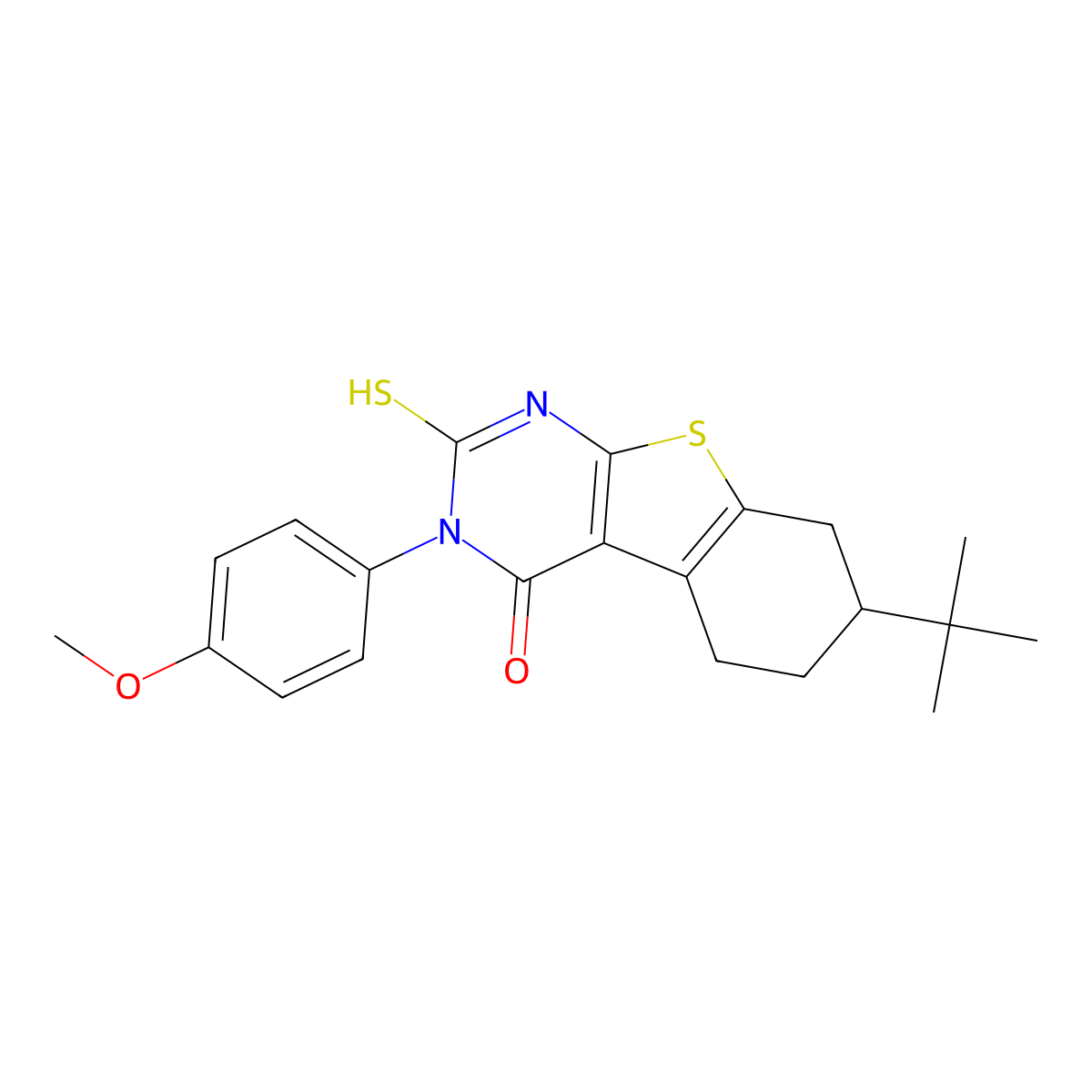 7-tert-butyl-3-(4-methoxyphenyl)-2-sulfanylidene-5,6,7,8-tetrahydro-1H-[1]benzothiolo[2,3-d]pyrimidin-4-one molecular structure, CAS 351005-82-8