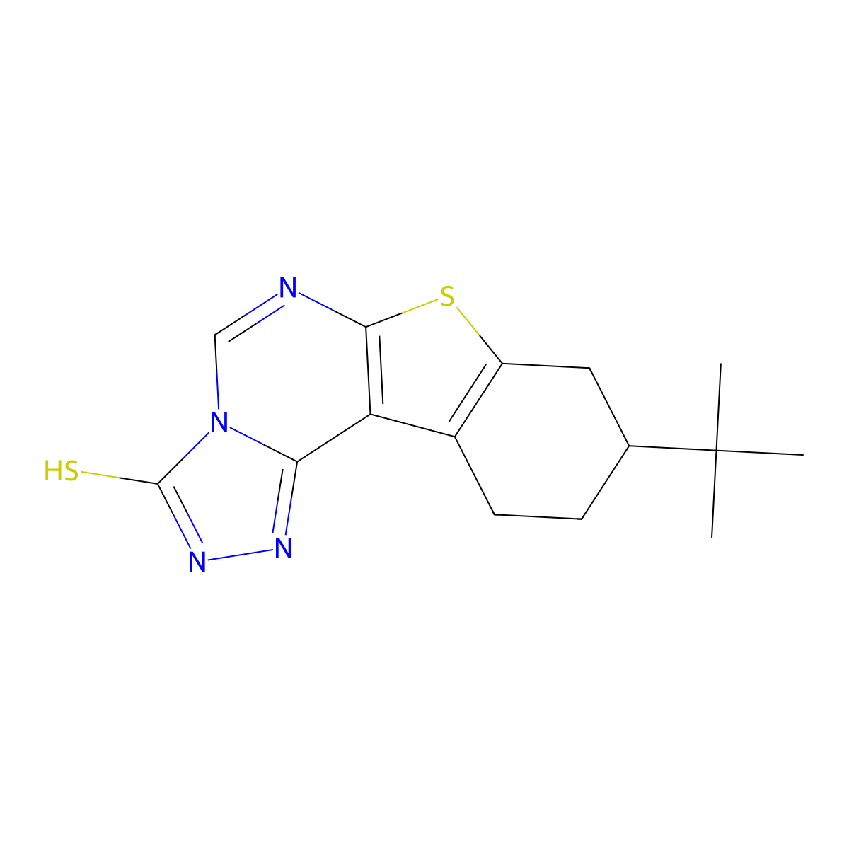 9-(Tert-butyl)-8,9,10,11-tetrahydrobenzo[4,5]thieno[3,2-e][1,2,4]triazolo[4,3-c]pyrimidine-3-thiol molecular structure, CAS 351005-90-8