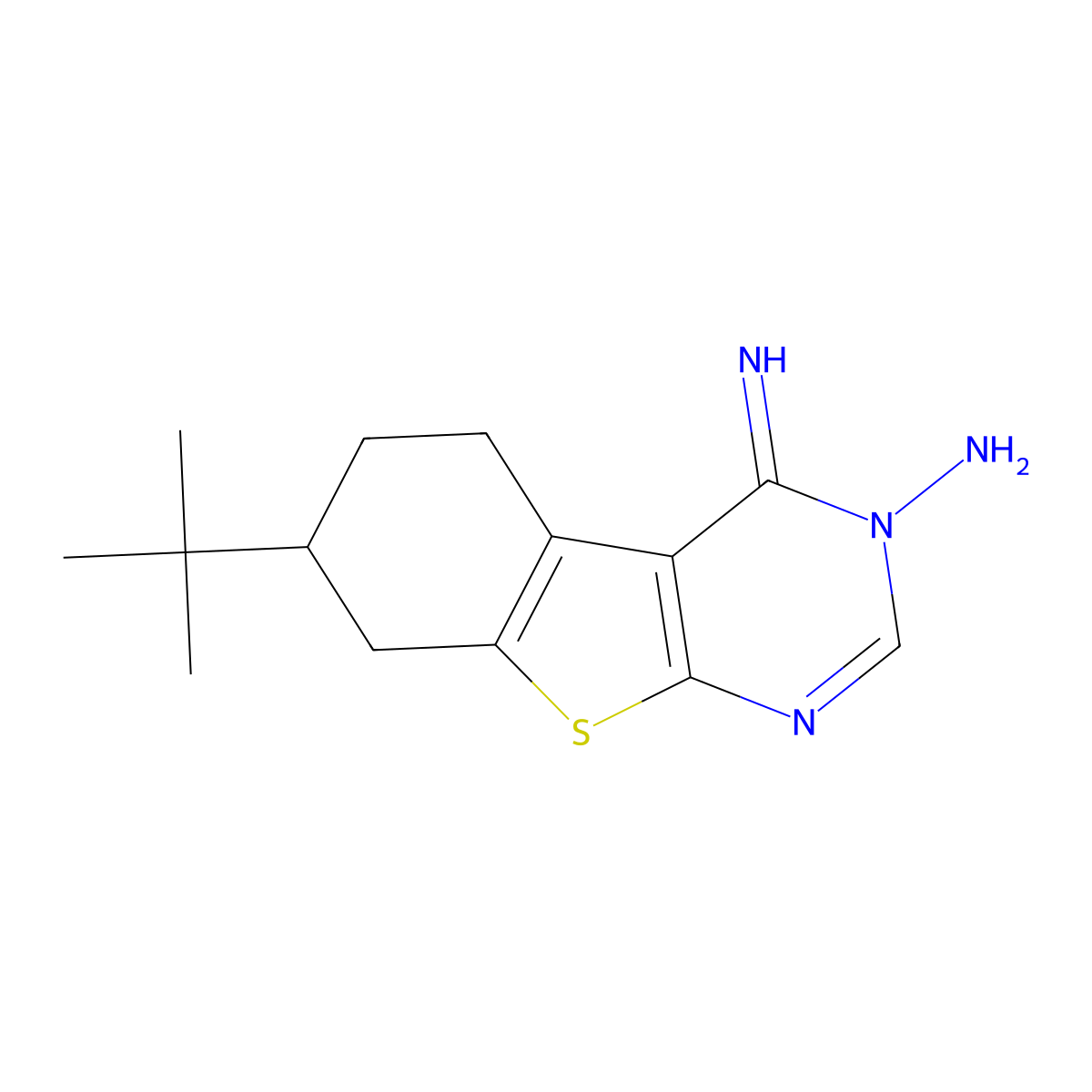 7-Tert-butyl-4-imino-5,6,7,8-tetrahydro-[1]benzothiolo[2,3-d]pyrimidin-3-amine molecular structure, CAS 351005-95-3