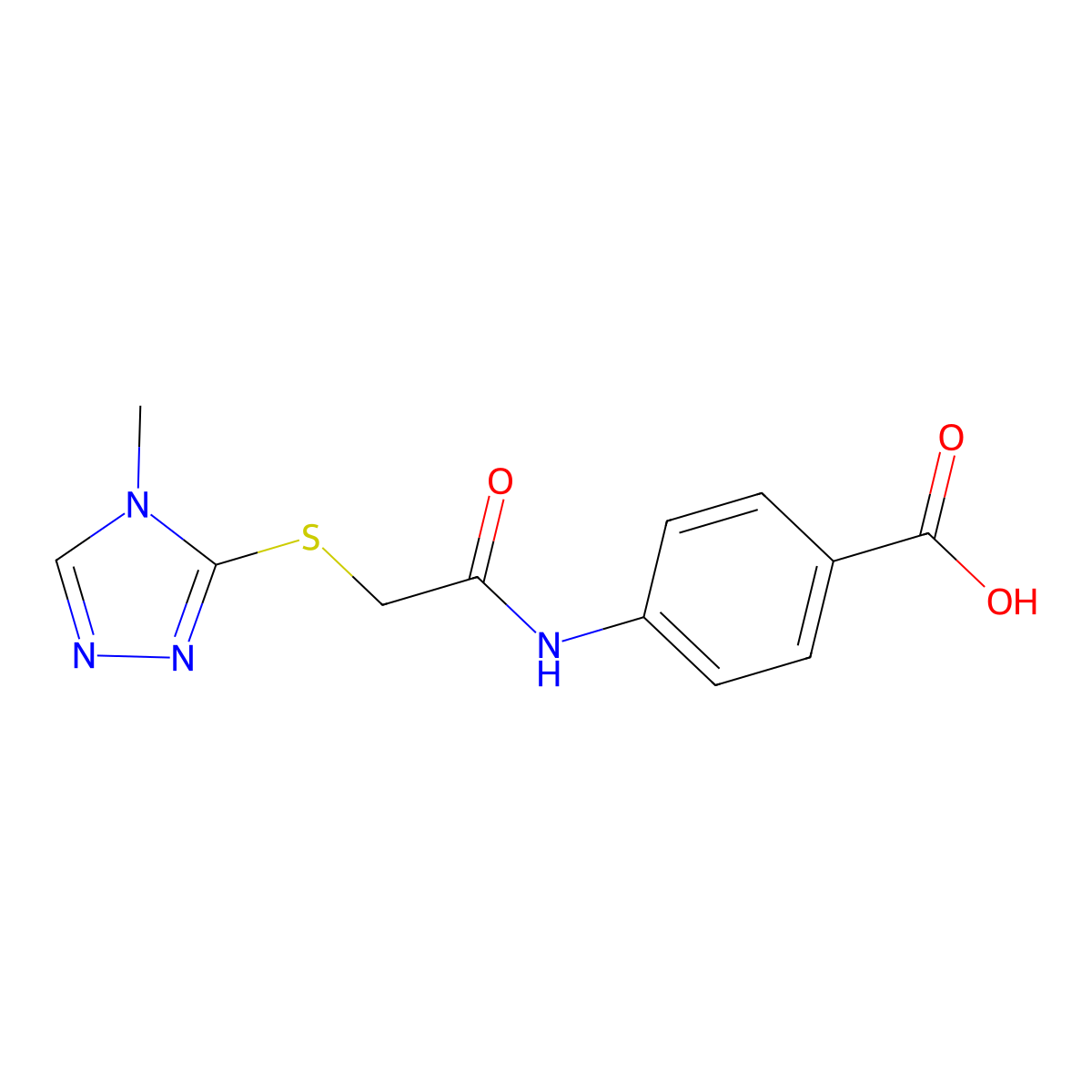 4-{2-[(4-methyl-4H-1,2,4-triazol-3-yl)sulfanyl]acetamido}benzoic acid molecular structure, CAS 351006-15-0