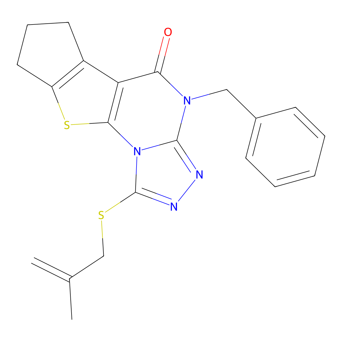4-benzyl-1-((2-methylallyl)thio)-7,8-dihydro-4H-cyclopenta[4,5]thieno[3,2-e][1,2,4]triazolo[4,3-a]pyrimidin-5(6H)-one molecular structure, CAS 351006-35-4