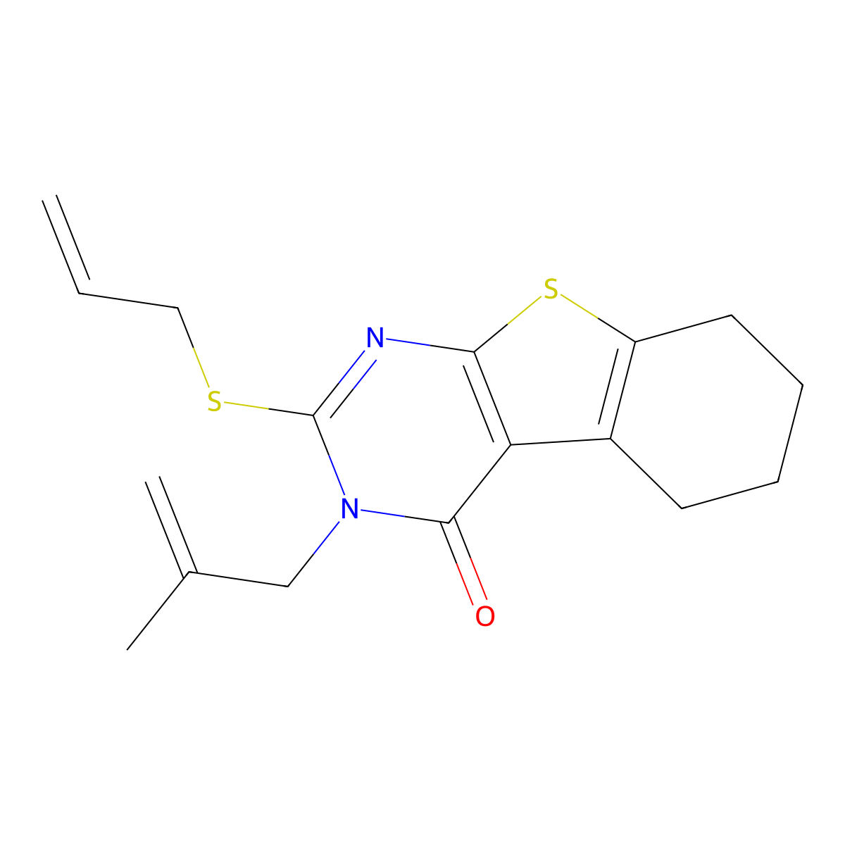 3-(2-Methylprop-2-enyl)-2-prop-2-enylsulfanyl-5,6,7,8-tetrahydro-[1]benzothiolo[2,3-d]pyrimidin-4-one molecular structure, CAS 351007-40-4