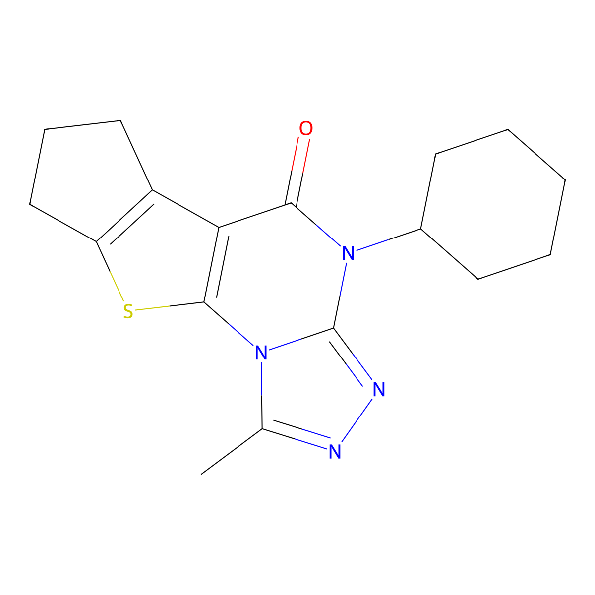 4-cyclohexyl-1-methyl-7,8-dihydro-4H-cyclopenta[4,5]thieno[3,2-e][1,2,4]triazolo[4,3-a]pyrimidin-5(6H)-one molecular structure, CAS 351007-74-4