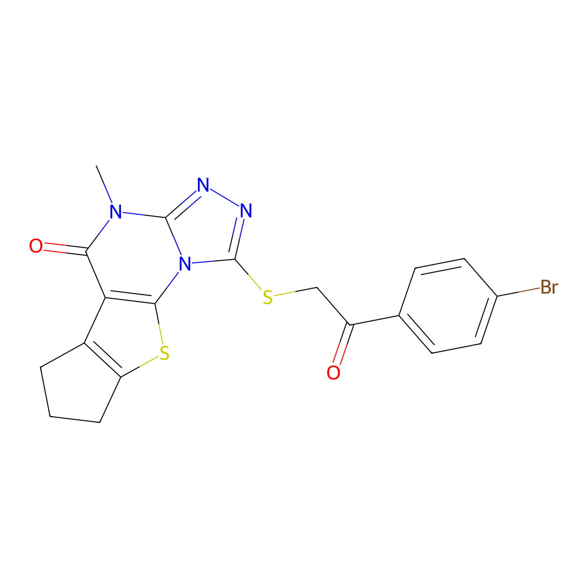1-{[2-(4-bromophenyl)-2-oxoethyl]sulfanyl}-4-methyl-7,8-dihydro-6H-cyclopenta[4,5]thieno[3,2-e][1,2,4]triazolo[4,3-a]pyrimidin-5(4H)-one molecular structure, CAS 351007-97-1