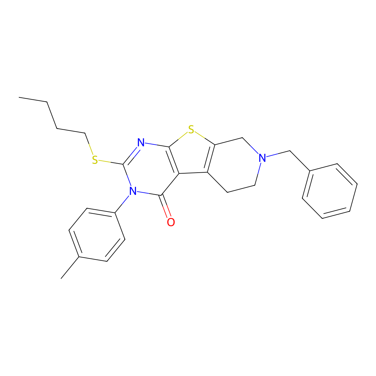 7-benzyl-2-(butylsulfanyl)-3-(4-methylphenyl)-5,6,7,8-tetrahydropyrido[4',3':4,5]thieno[2,3-d]pyrimidin-4(3H)-one molecular structure, CAS 351008-50-9