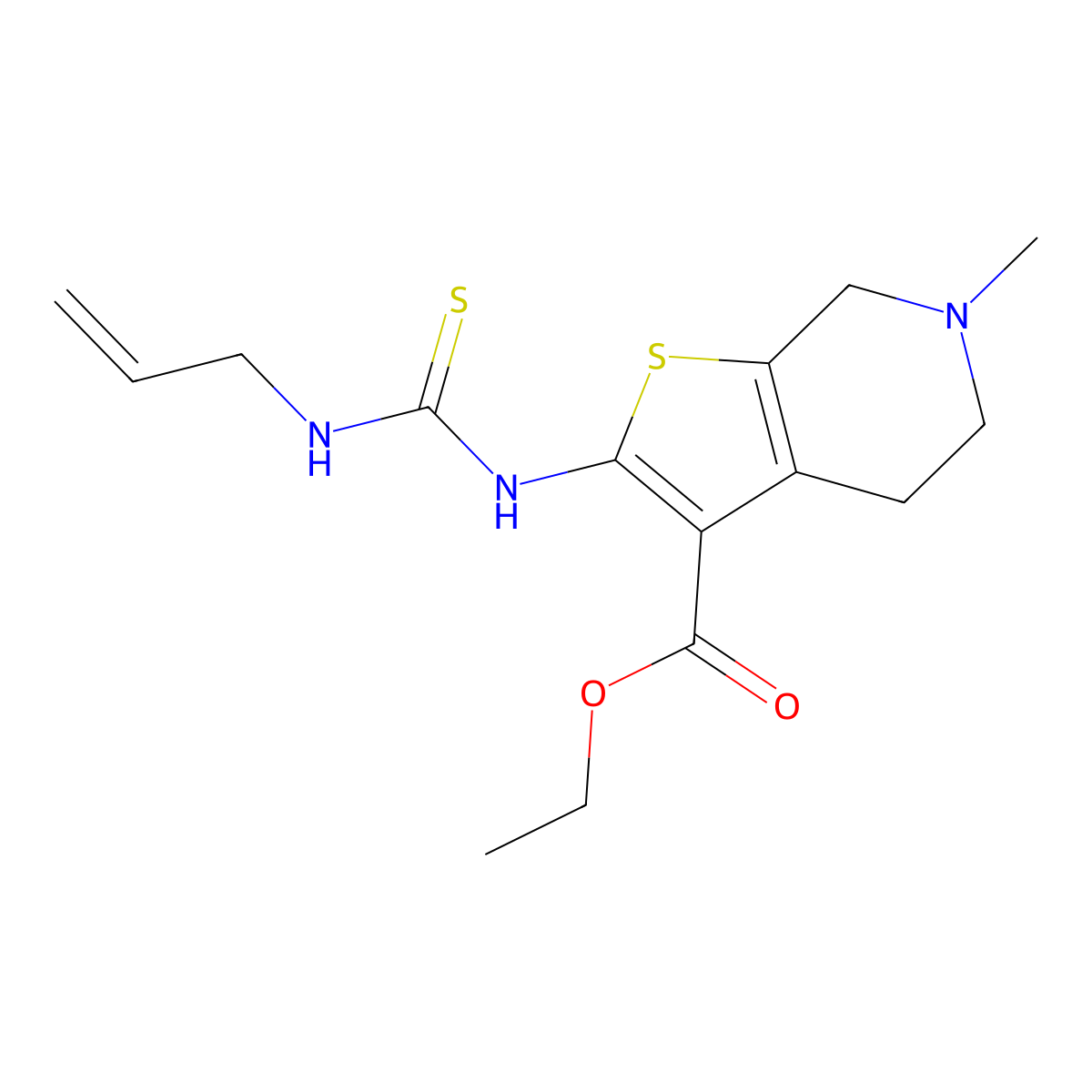 Ethyl 6-methyl-2-[(prop-2-en-1-ylcarbamothioyl)amino]-4,5,6,7-tetrahydrothieno[2,3-c]pyridine-3-carboxylate molecular structure, CAS 351008-66-7
