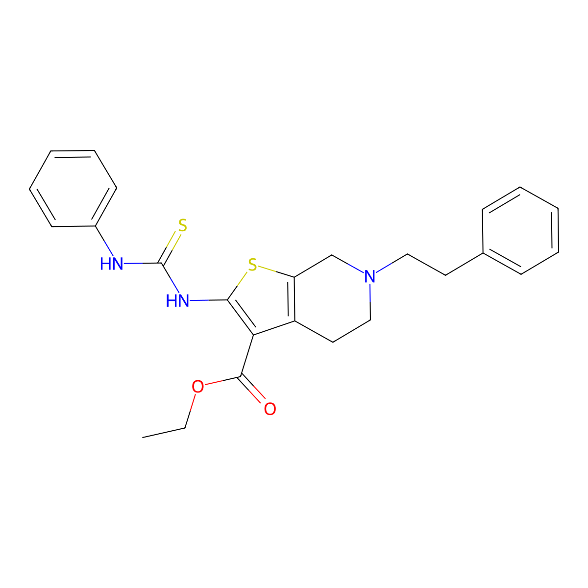 Ethyl 2-[(anilinocarbonothioyl)amino]-6-(2-phenylethyl)-4,5,6,7-tetrahydrothieno[2,3-c]pyridine-3-carboxylate molecular structure, CAS 351008-71-4
