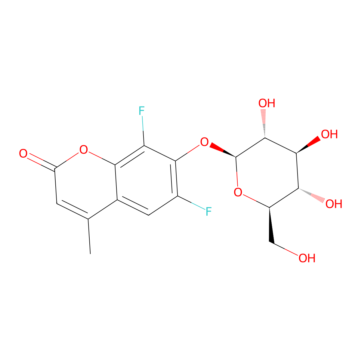 6,8-Difluoro-4-methylumbelliferyl-b-D-glucopyranoside molecular structure, CAS 351009-26-2