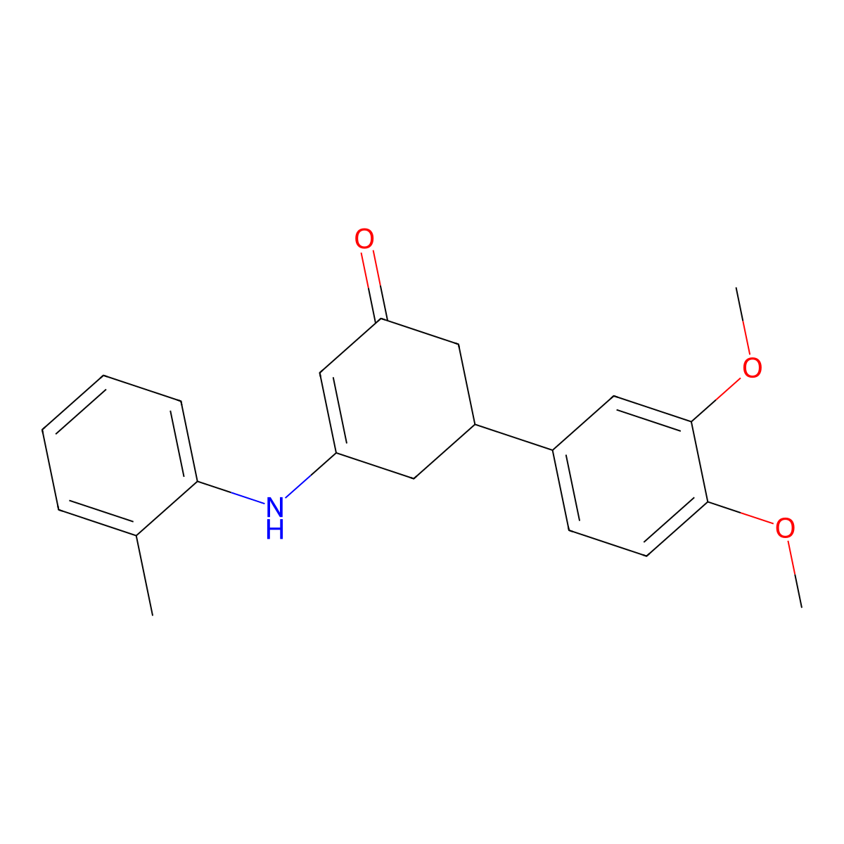 5-(3,4-Dimethoxyphenyl)-3-(2-methylanilino)cyclohex-2-en-1-one molecular structure, CAS 351013-77-9