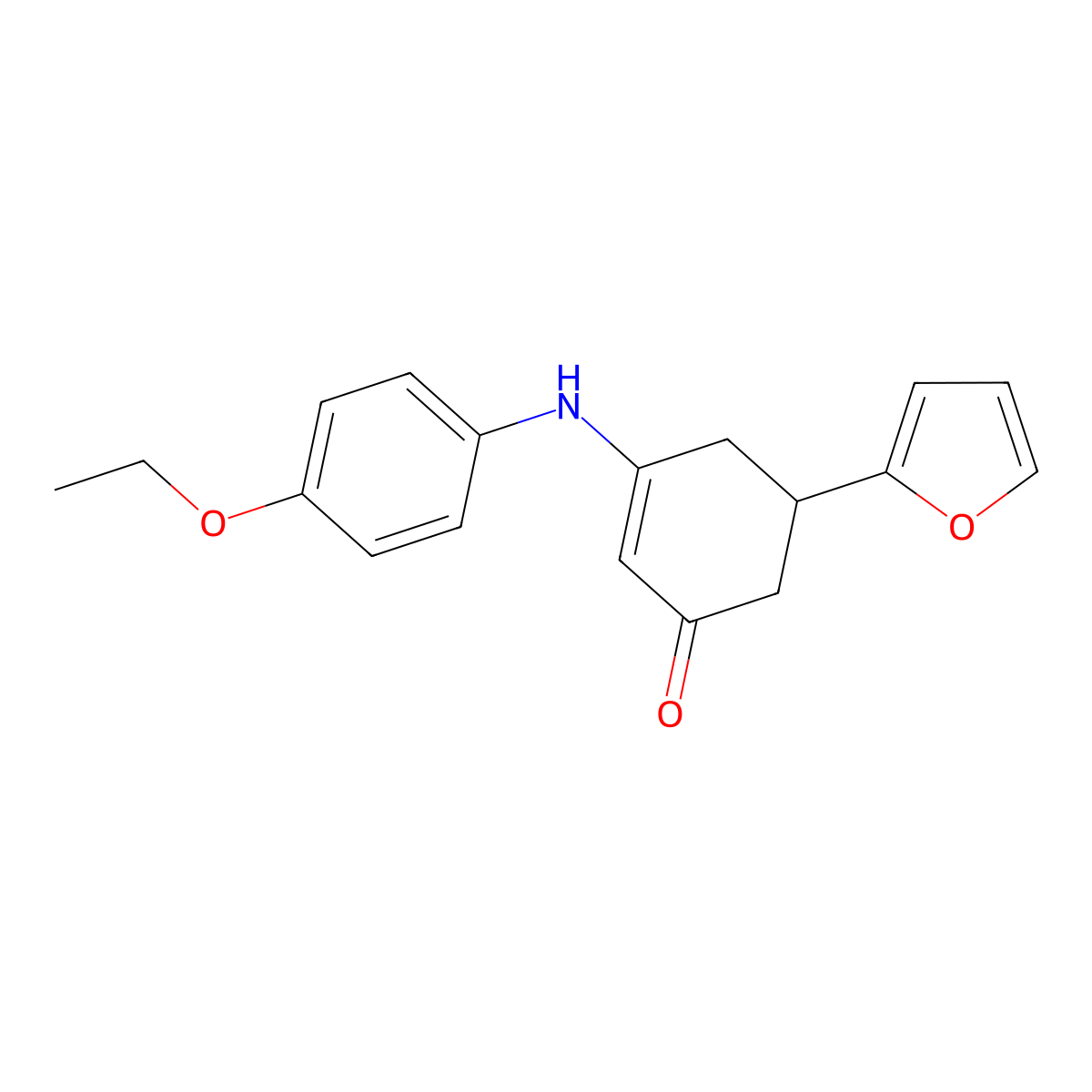 3-(4-Ethoxyanilino)-5-(furan-2-yl)cyclohex-2-en-1-one molecular structure, CAS 351013-80-4