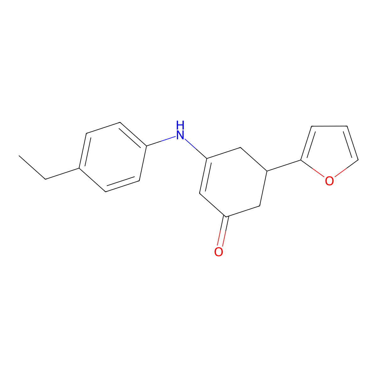 3-(4-Ethylanilino)-5-(2-furyl)cyclohex-2-en-1-one molecular structure, CAS 351013-81-5