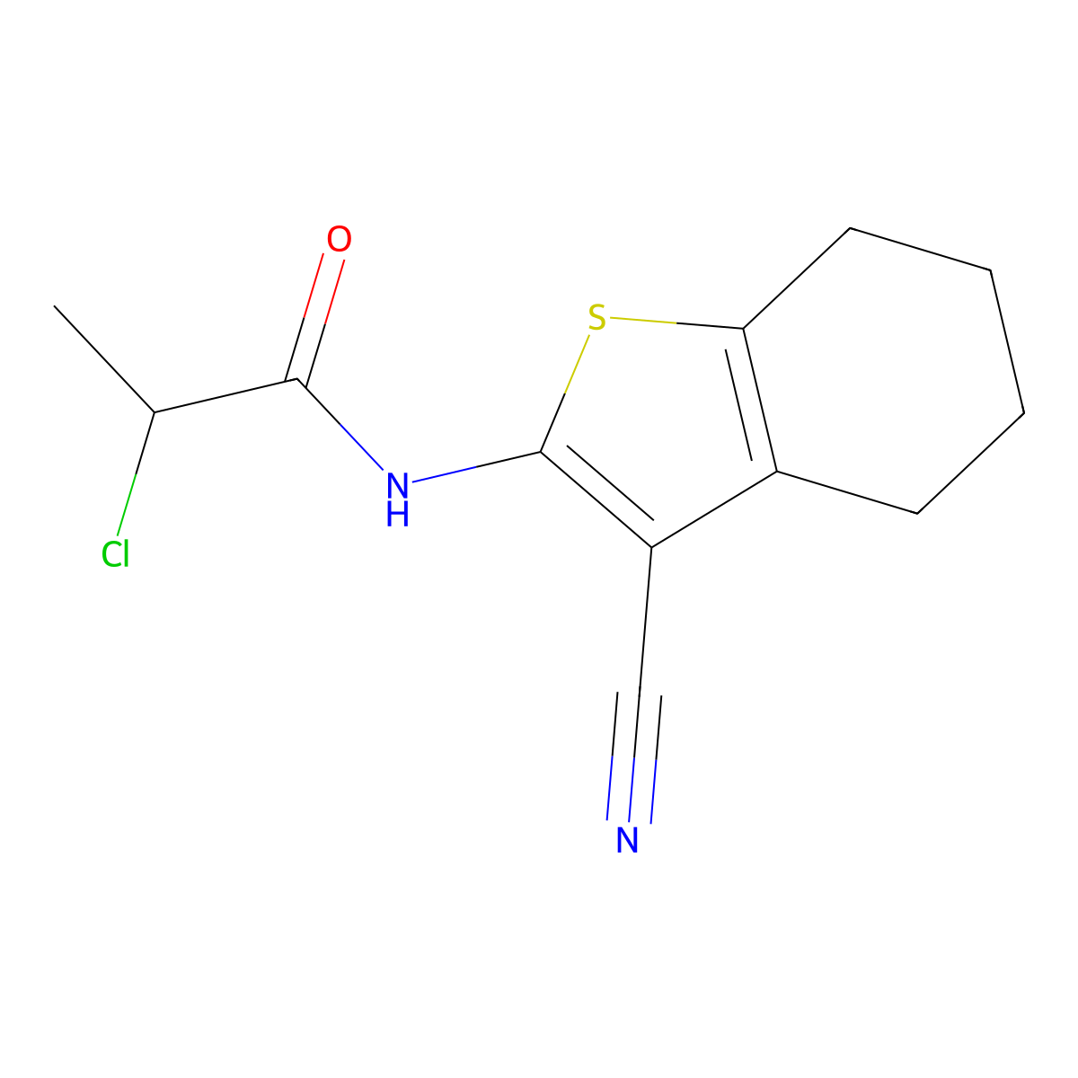 2-Chloro-N-(3-cyano-4,5,6,7-tetrahydro-1-benzothien-2-yl)propanamide molecular structure, CAS 351013-92-8