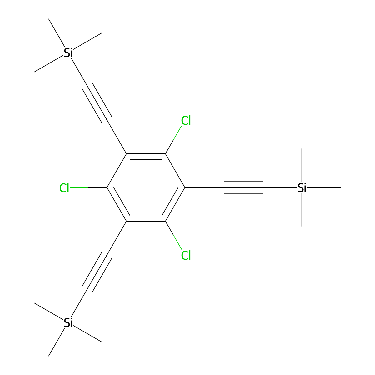 1,3,5-Trichloro-2,4,6-tris[2-(trimethylsilyl)ethynyl]benzene molecular structure, CAS 351014-15-8