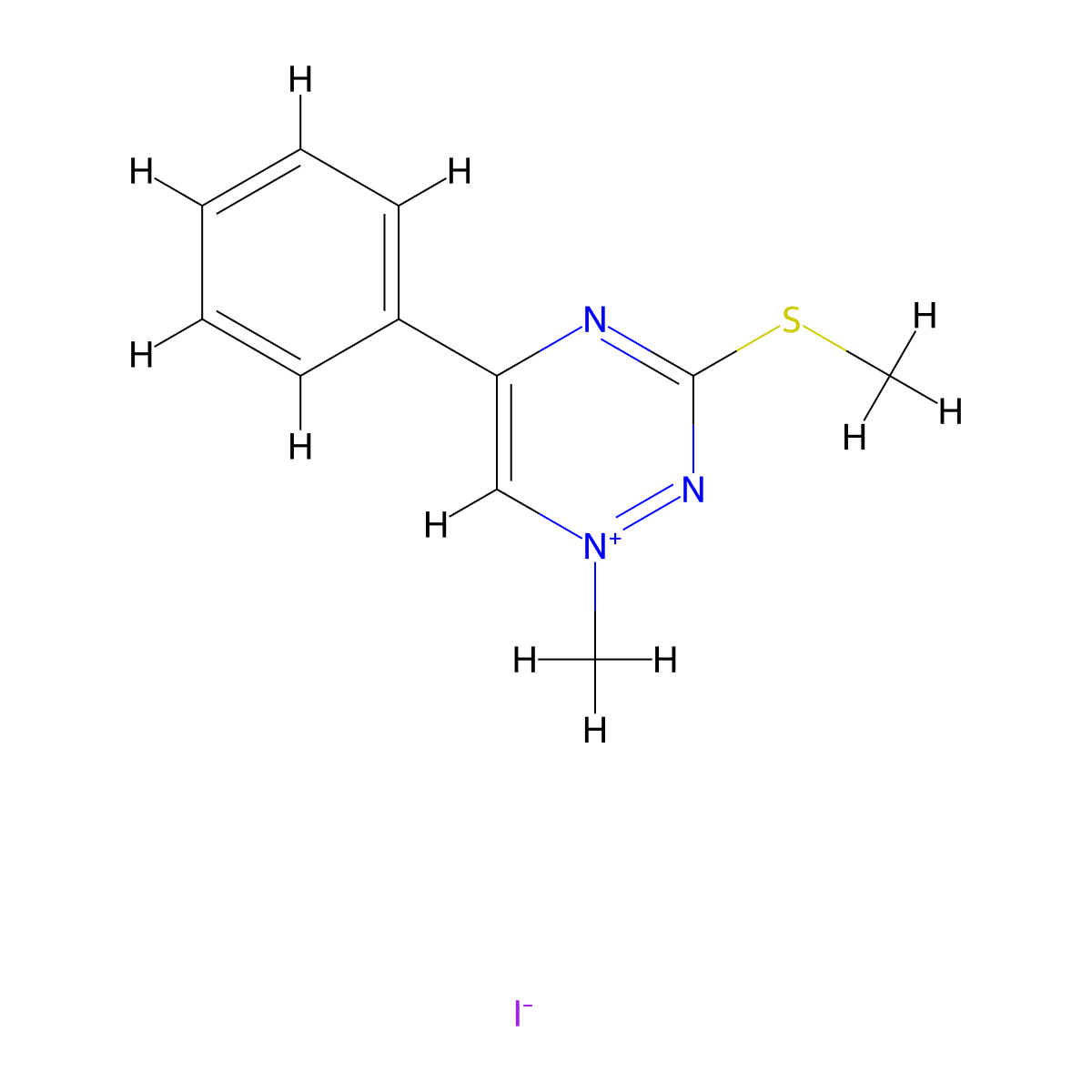 1-Methyl-3-(methylsulfanyl)-5-phenyl-1,2,4-triazin-1-ium iodide molecular structure, CAS 35102-16-0