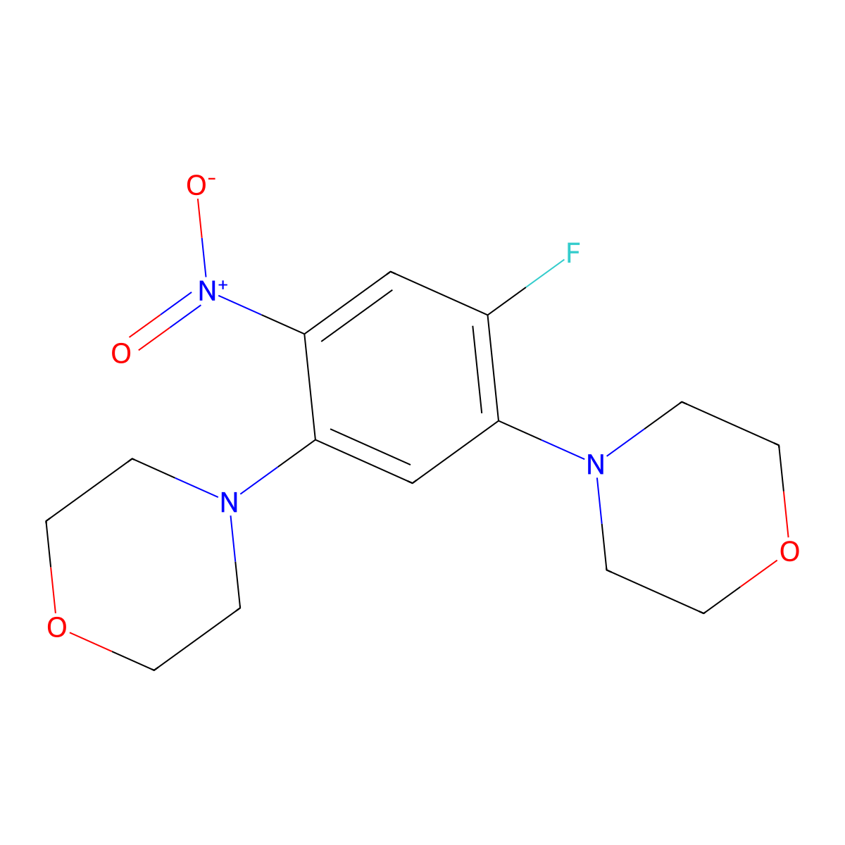 4-(4-Fluoro-5-morpholin-4-yl-2-nitrophenyl)morpholine molecular structure, CAS 351038-50-1