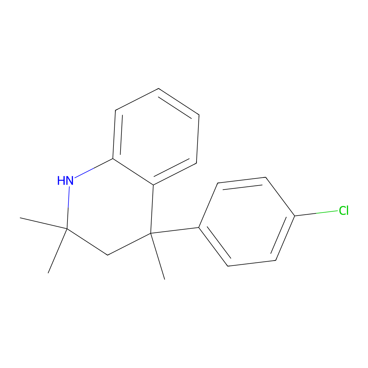 4-(4-Chlorophenyl)-2,2,4-trimethyl-1,2,3,4-tetrahydroquinoline molecular structure, CAS 35106-46-8