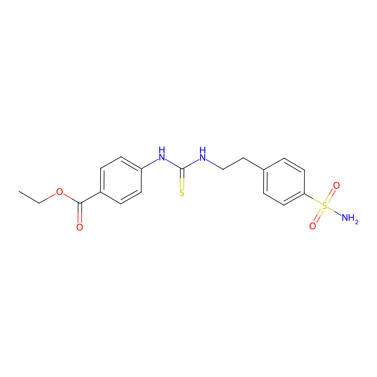 Ethyl 4-(3-(4-sulfamoylphenethyl)thioureido)benzoate molecular structure, CAS 351060-63-4