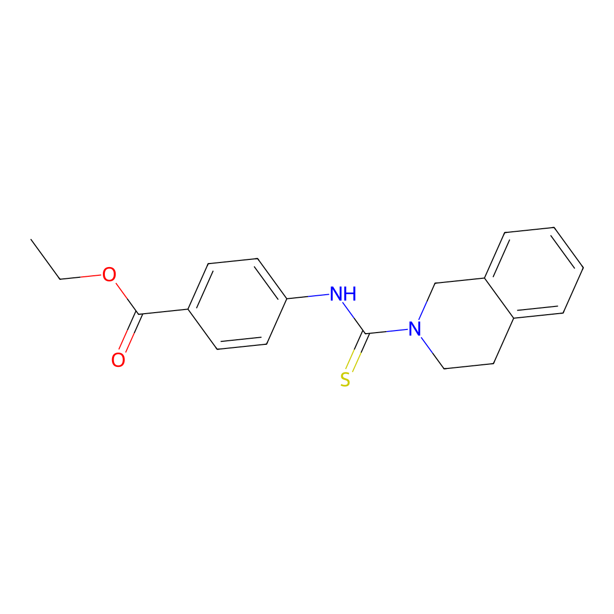 4-[(3,4-Dihydro-1H-isoquinoline-2-carbothioyl)-amino]-benzoic acid ethyl ester molecular structure, CAS 351060-66-7