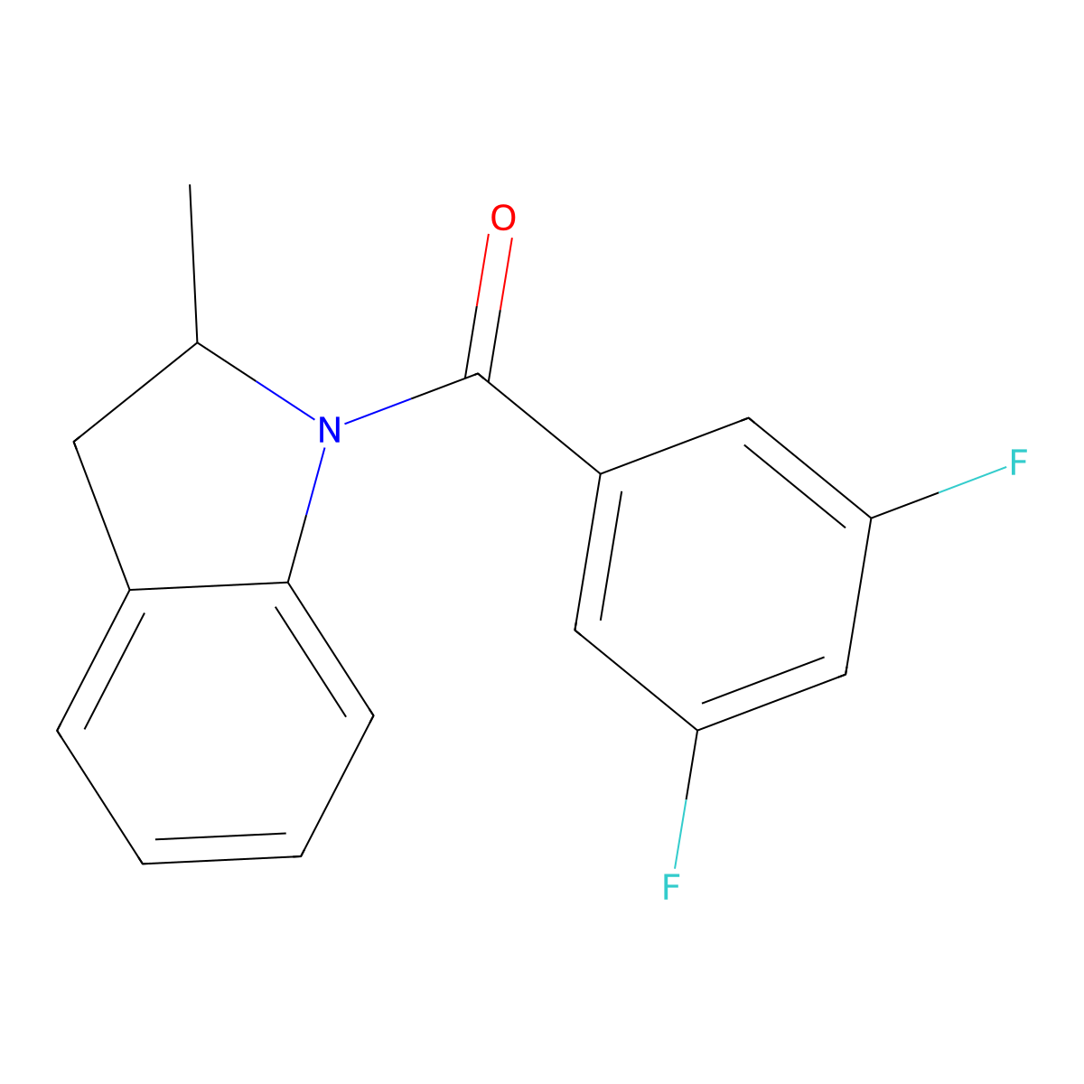 (3,5-Difluorophenyl)-(2-methyl-2,3-dihydroindol-1-yl)methanone molecular structure, CAS 351060-72-5