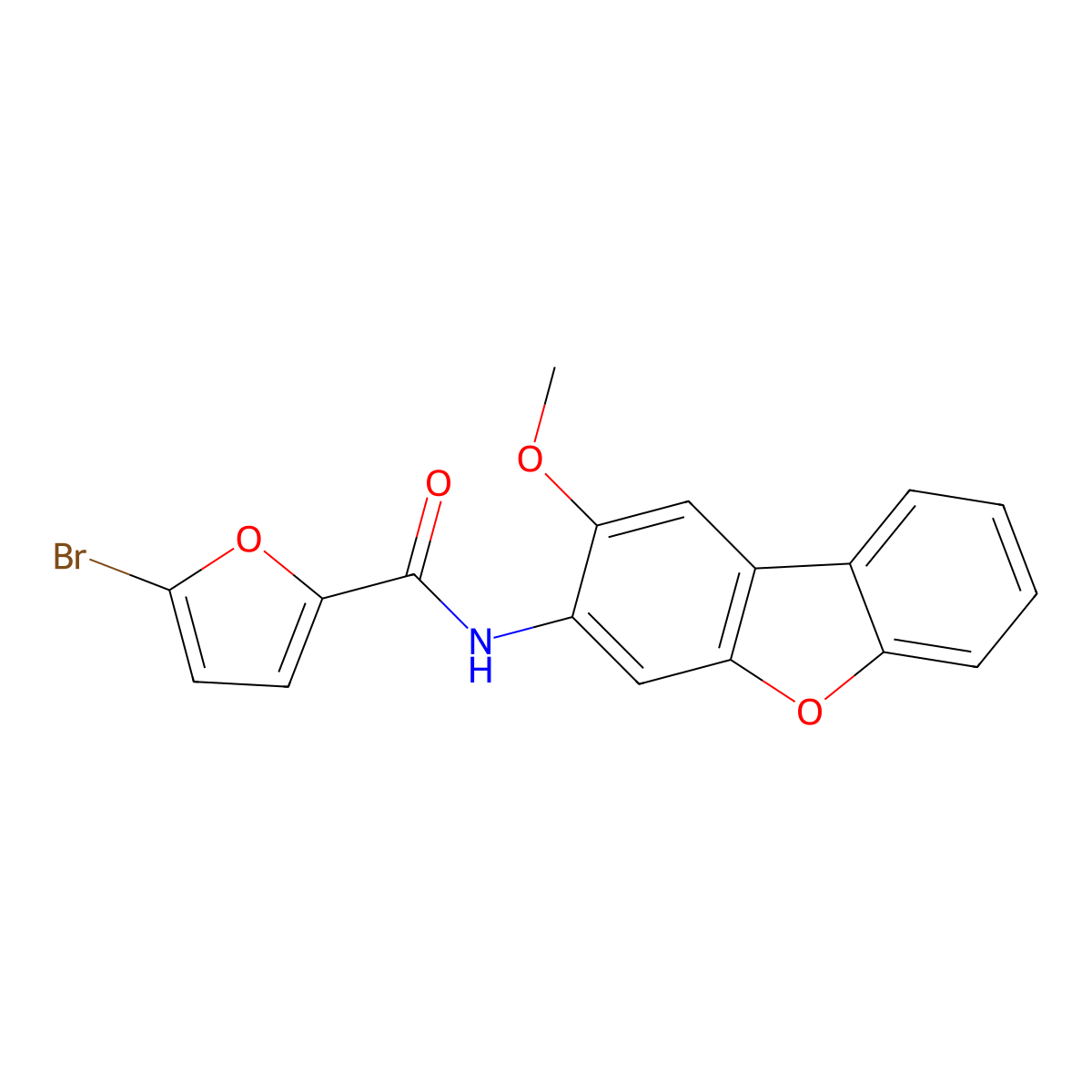 5-bromo-N-(2-methoxydibenzofuran-3-yl)furan-2-carboxamide molecular structure, CAS 351060-76-9