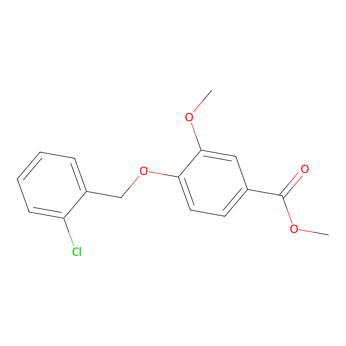 Methyl 4-[(2-chlorophenyl)methoxy]-3-methoxybenzoate molecular structure, CAS 351060-86-1