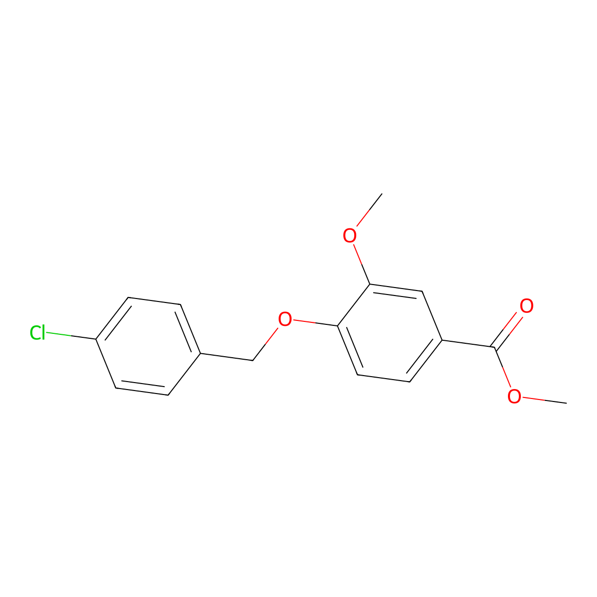 Methyl 4-[(4-chlorophenyl)methoxy]-3-methoxybenzoate molecular structure, CAS 351060-88-3