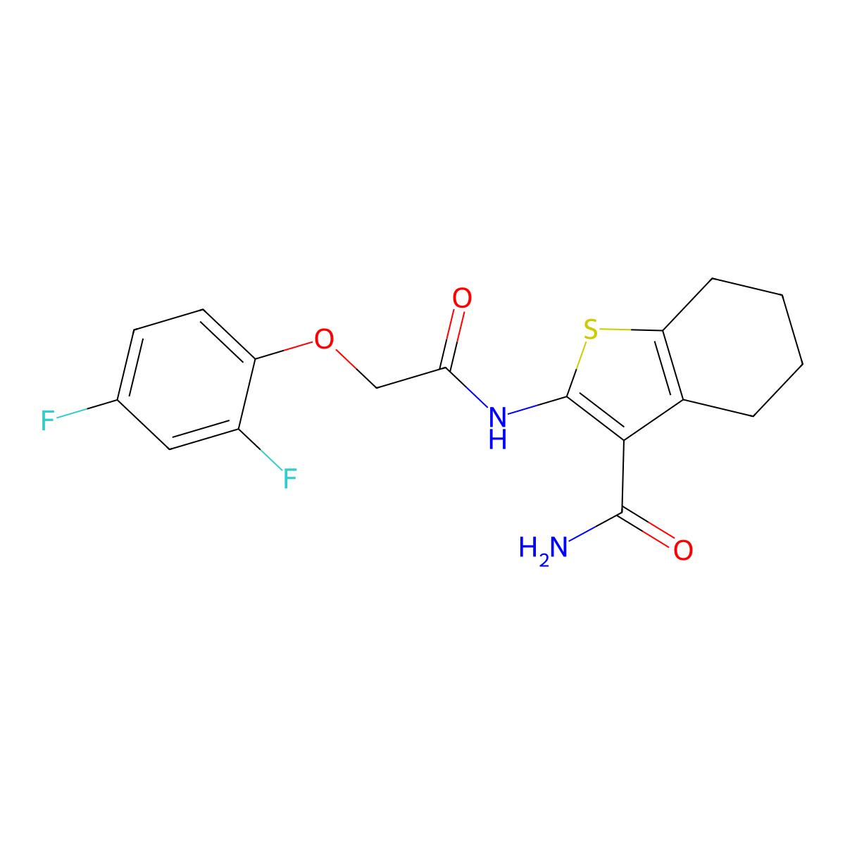 2-{[(2,4-Difluorophenoxy)acetyl]amino}-4,5,6,7-tetrahydro-1-benzothiophene-3-carboxamide molecular structure, CAS 351061-19-3
