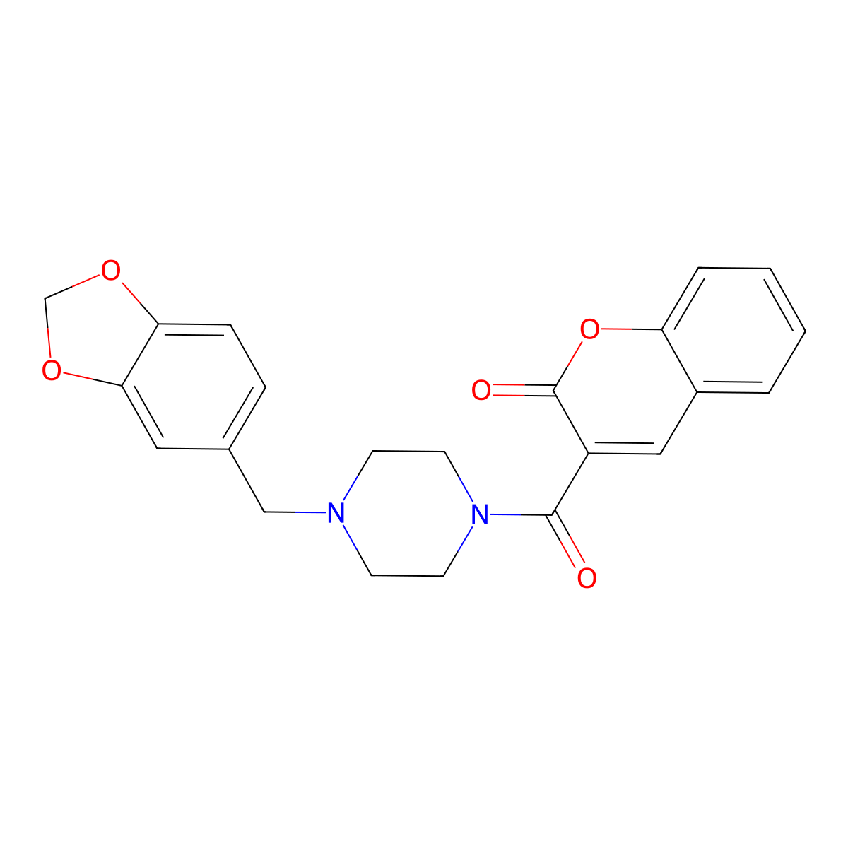 3-{[4-(1,3-benzodioxol-5-ylmethyl)piperazin-1-yl]carbonyl}-2H-chromen-2-one molecular structure, CAS 351061-33-1