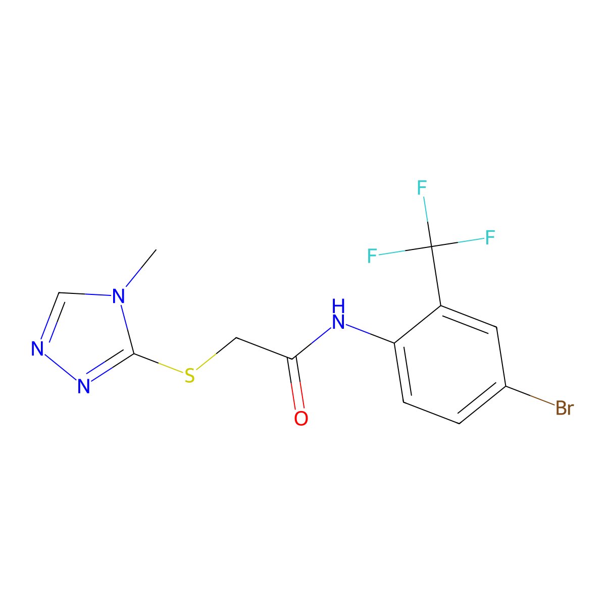 N-[4-Bromo-2-(trifluoromethyl)phenyl]-2-[(4-methyl-4H-1,2,4-triazol-3-yl)sulfanyl]acetamide molecular structure, CAS 351061-72-8