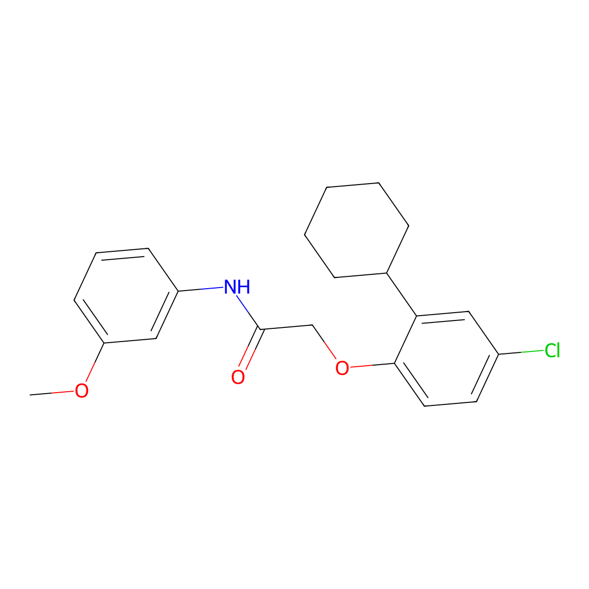 2-(4-chloro-2-cyclohexylphenoxy)-N-(3-methoxyphenyl)acetamide molecular structure, CAS 351061-84-2