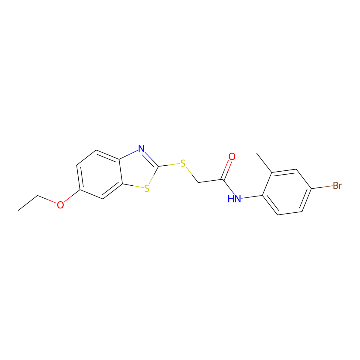 N-(4-bromo-2-methylphenyl)-2-[(6-ethoxy-1,3-benzothiazol-2-yl)sulfanyl]acetamide molecular structure, CAS 351061-85-3