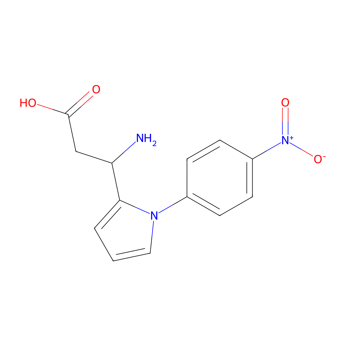 3-amino-3-[1-(4-nitrophenyl)-1H-pyrrol-2-yl]propanoic acid molecular structure, CAS 351062-23-2