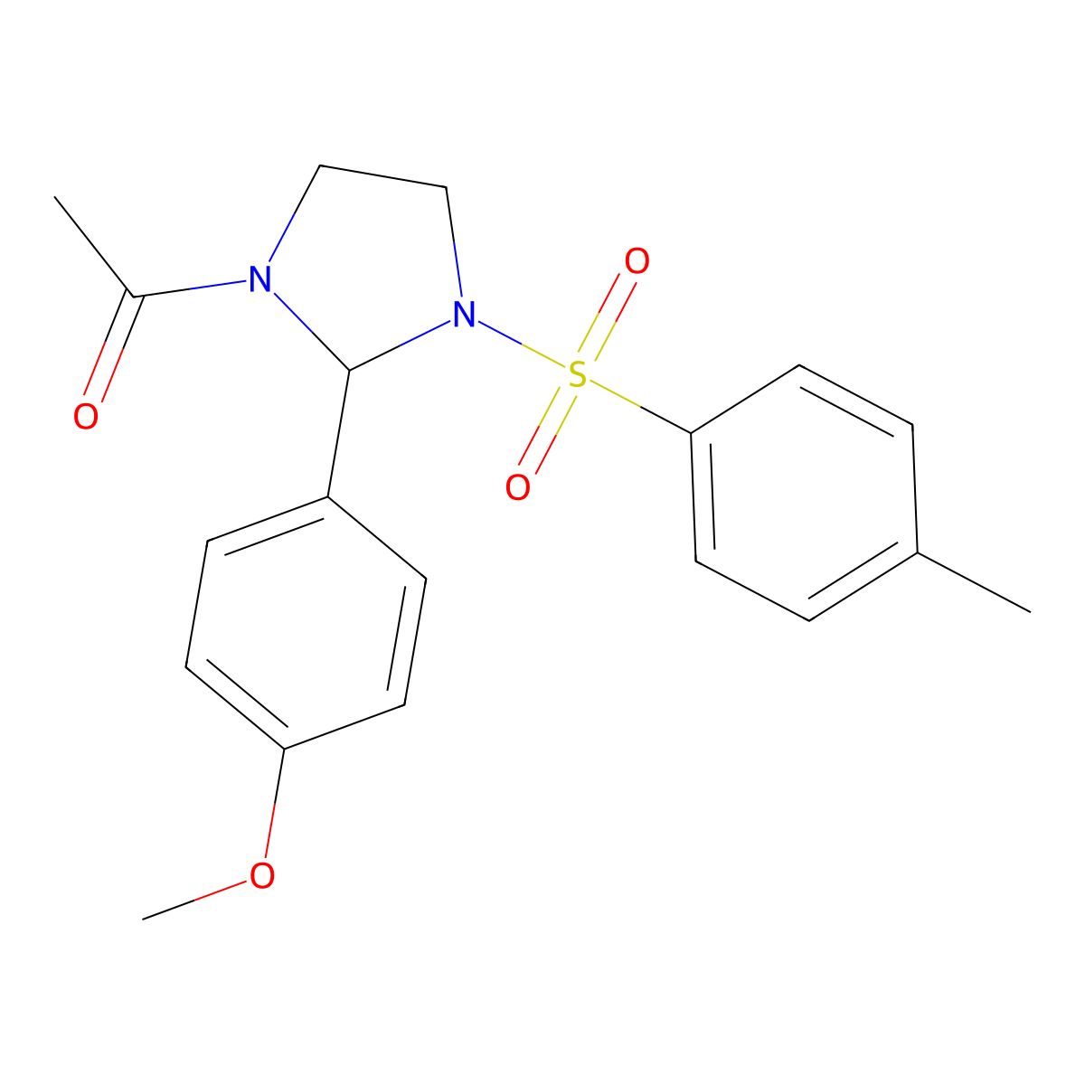 1-[2-(4-Methoxyphenyl)-3-(4-methylphenyl)sulfonylimidazolidin-1-yl]ethanone molecular structure, CAS 351064-27-2