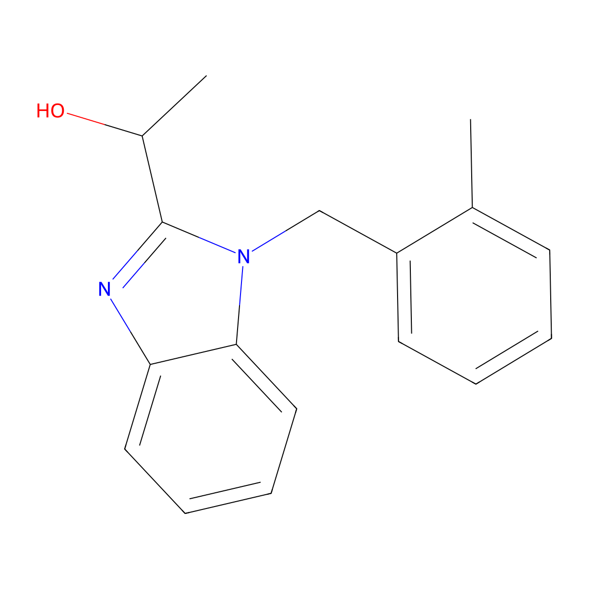 1-[1-[(2-Methylphenyl)methyl]benzimidazol-2-yl]ethanol molecular structure, CAS 351064-51-2