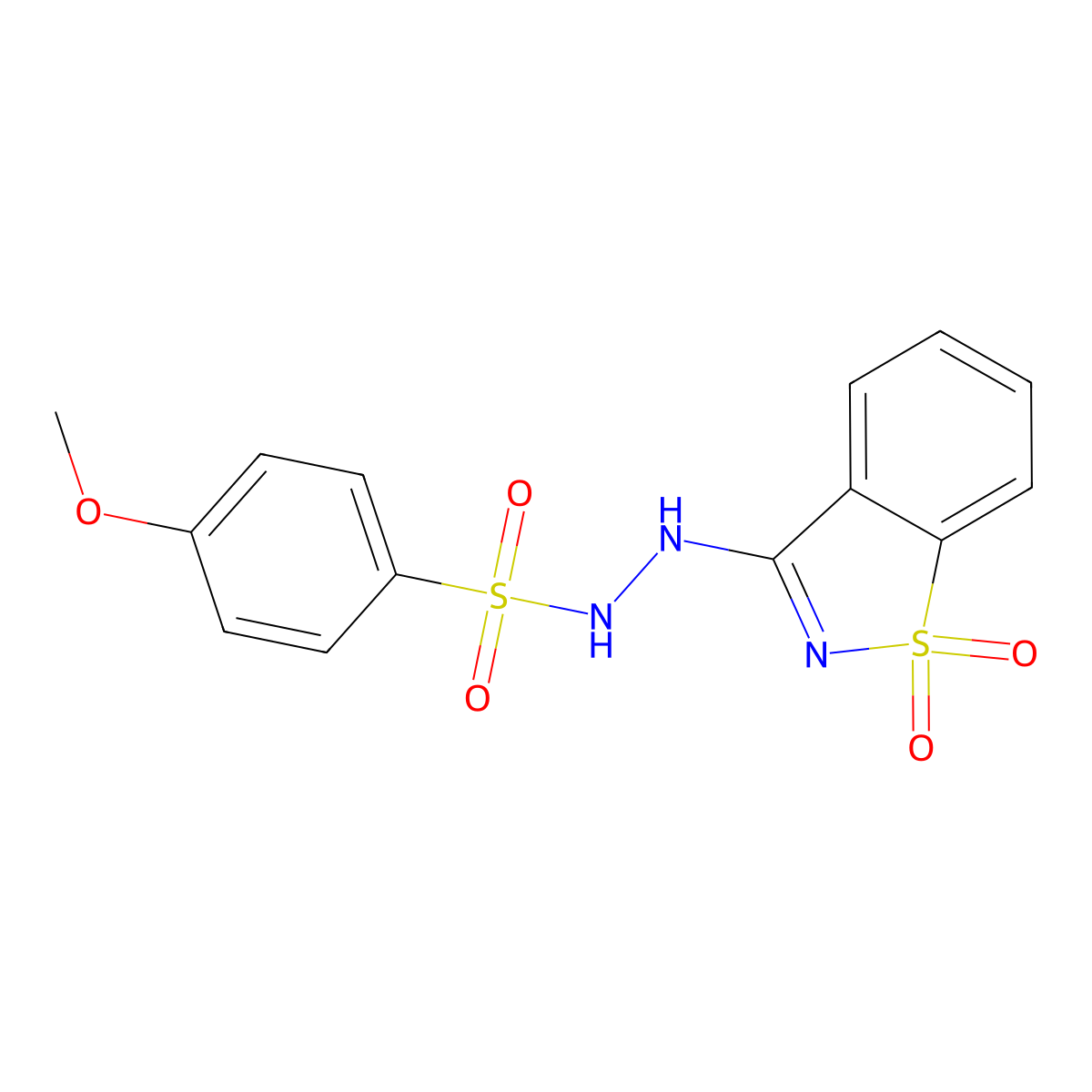 N'-(1,1-dioxido-1,2-benzisothiazol-3-yl)-4-methoxybenzenesulfonohydrazide molecular structure, CAS 351066-12-1