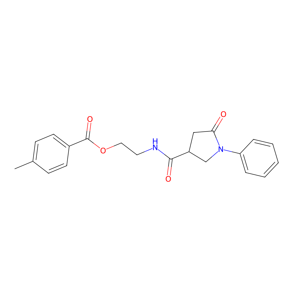 2-{[(5-Oxo-1-phenylpyrrolidin-3-yl)carbonyl]amino}ethyl 4-methylbenzoate molecular structure, CAS 351066-24-5