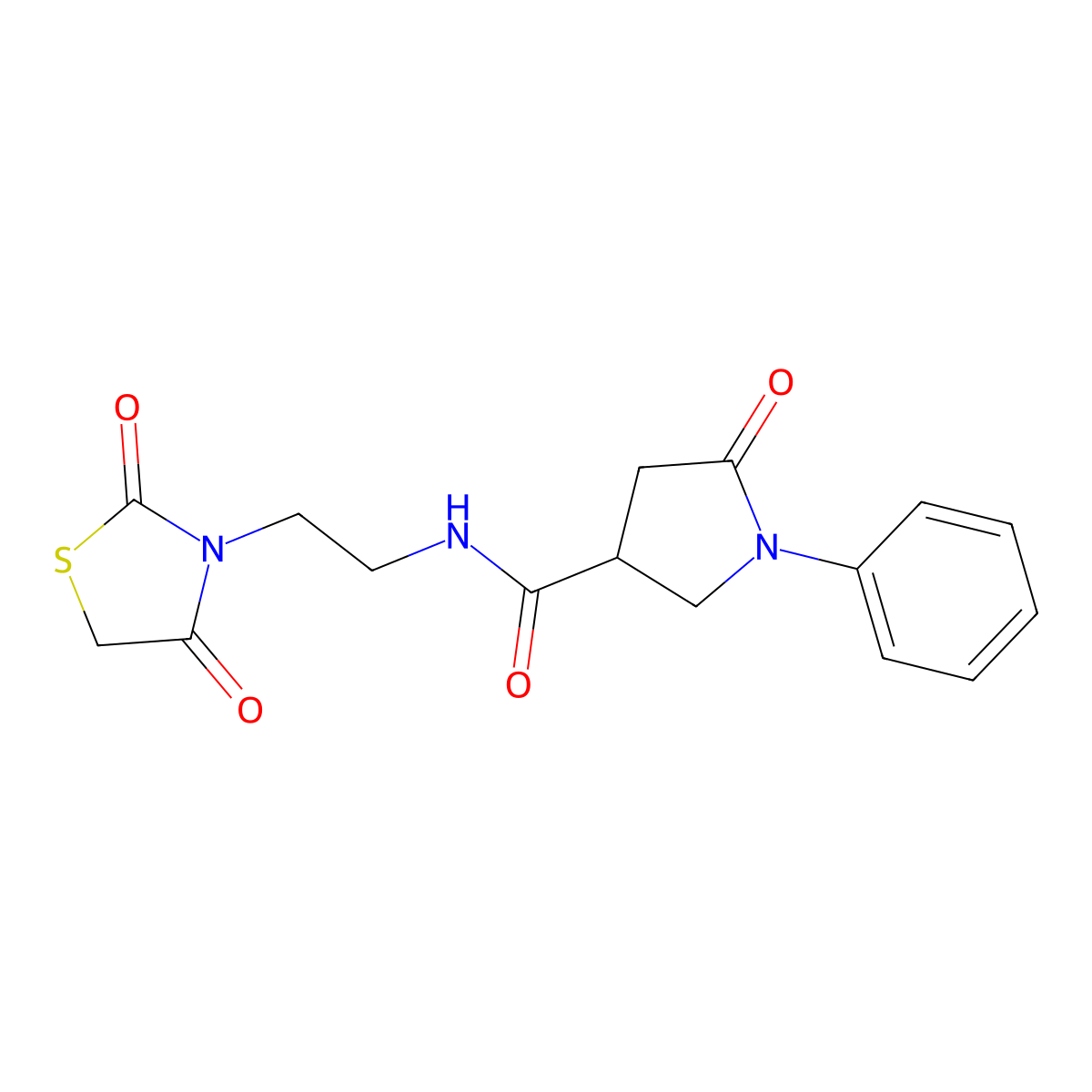 N-[2-(2,4-dioxo-1,3-thiazolidin-3-yl)ethyl]-5-oxo-1-phenylpyrrolidine-3-carboxamide molecular structure, CAS 351066-25-6