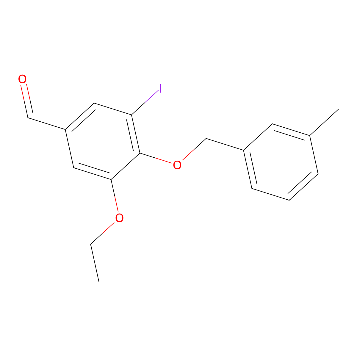 3-Ethoxy-5-iodo-4-[(3-methylphenyl)methoxy]benzaldehyde molecular structure, CAS 351066-37-0