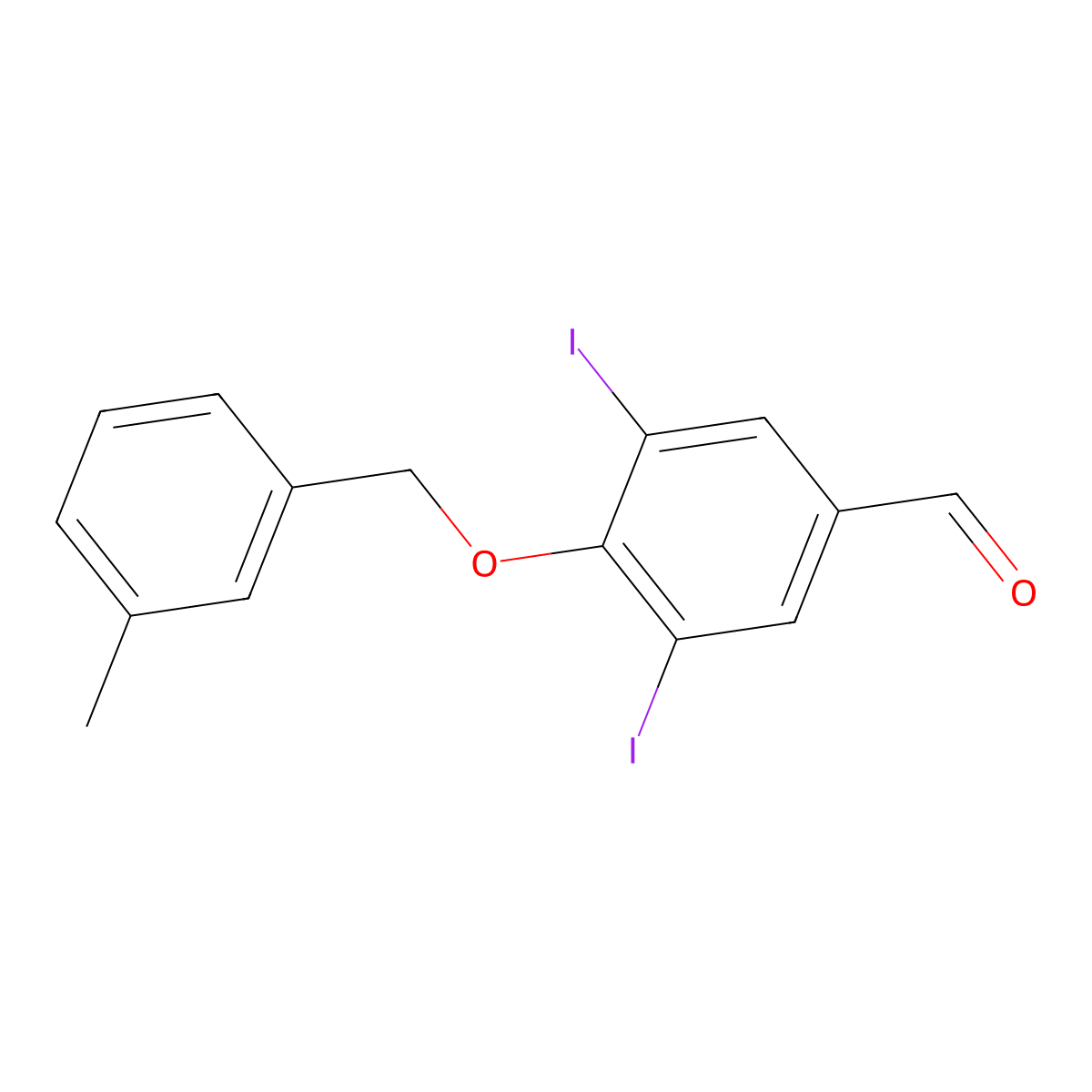3,5-Diiodo-4-[(3-methylbenzyl)oxy]benzaldehyde molecular structure, CAS 351066-38-1