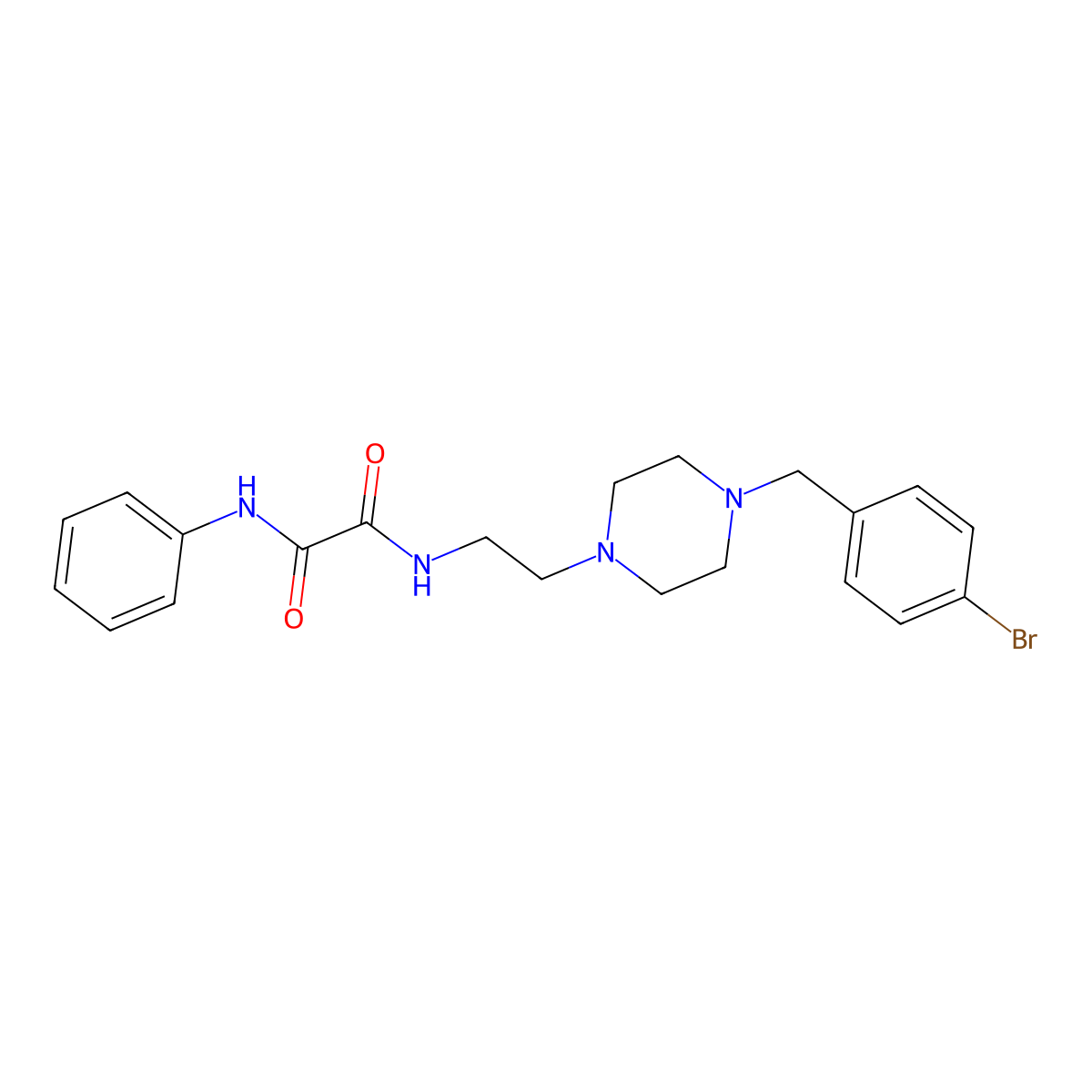 N-[2-[4-[(4-bromophenyl)methyl]piperazin-1-yl]ethyl]-N'-phenyloxamide molecular structure, CAS 351066-83-6