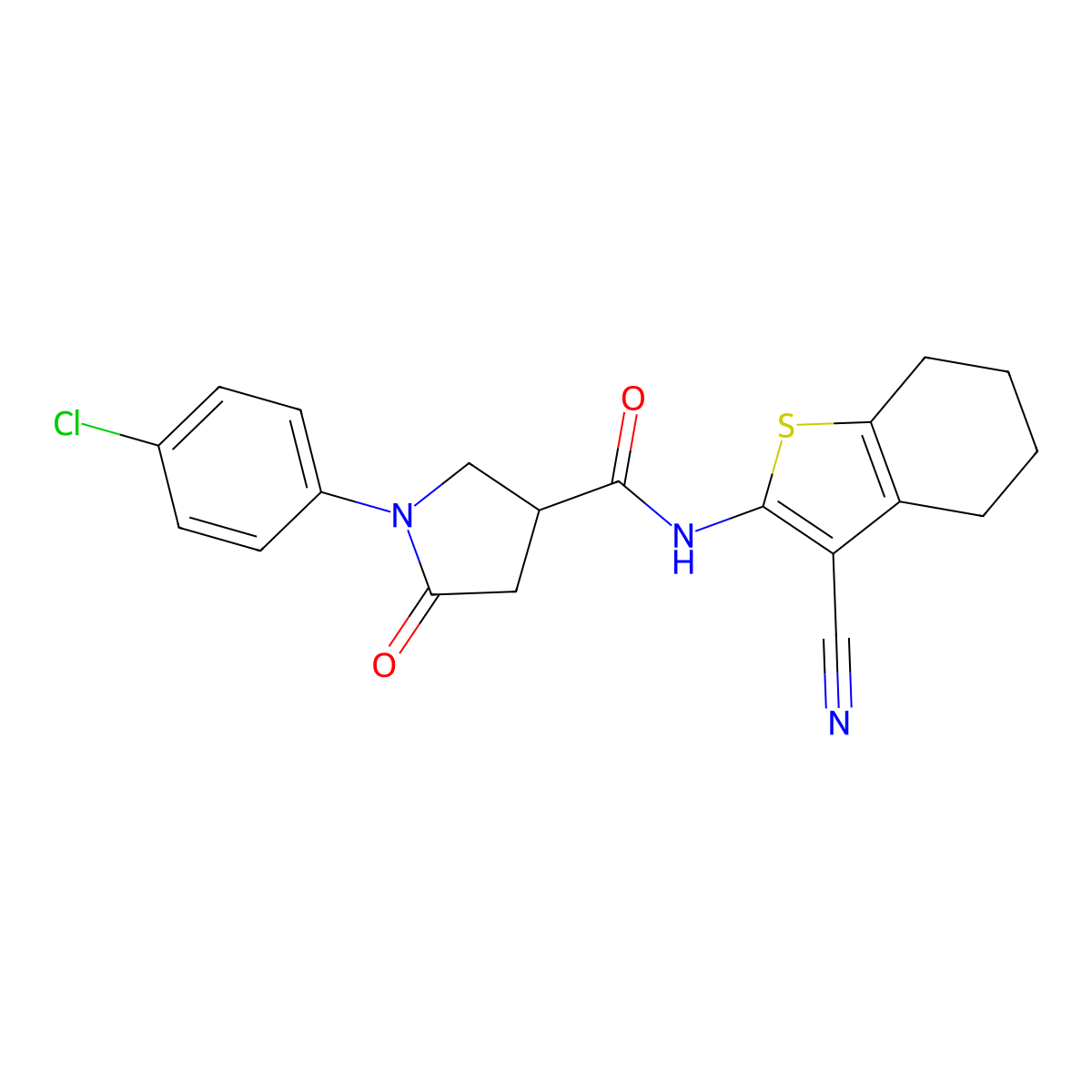 1-(4-chlorophenyl)-N-(3-cyano-4,5,6,7-tetrahydro-1-benzothiophen-2-yl)-5-oxopyrrolidine-3-carboxamide molecular structure, CAS 351067-01-1