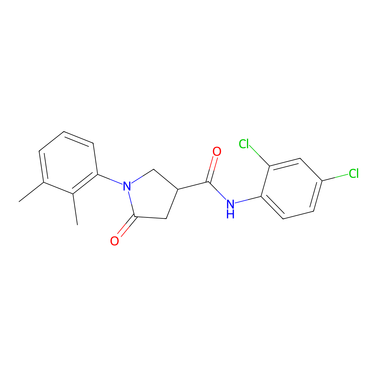 N-(2,4-dichlorophenyl)-1-(2,3-dimethylphenyl)-5-oxopyrrolidine-3-carboxamide molecular structure, CAS 351067-16-8