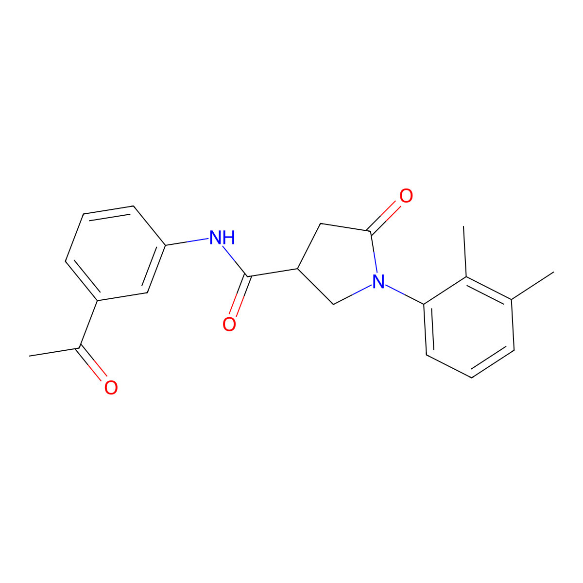 N-(3-acetylphenyl)-1-(2,3-dimethylphenyl)-5-oxopyrrolidine-3-carboxamide molecular structure, CAS 351067-17-9
