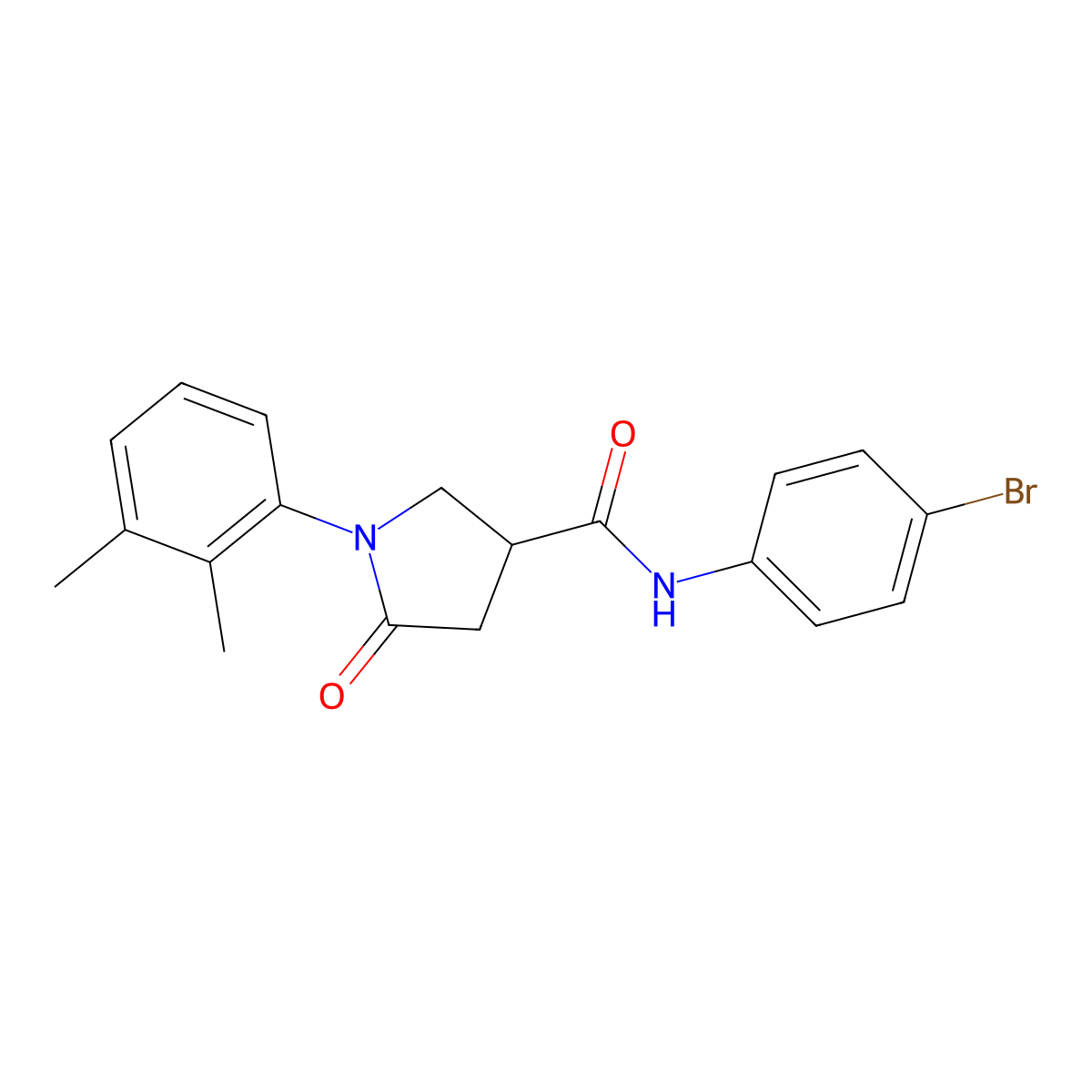 N-(4-bromophenyl)-1-(2,3-dimethylphenyl)-5-oxopyrrolidine-3-carboxamide molecular structure, CAS 351067-18-0