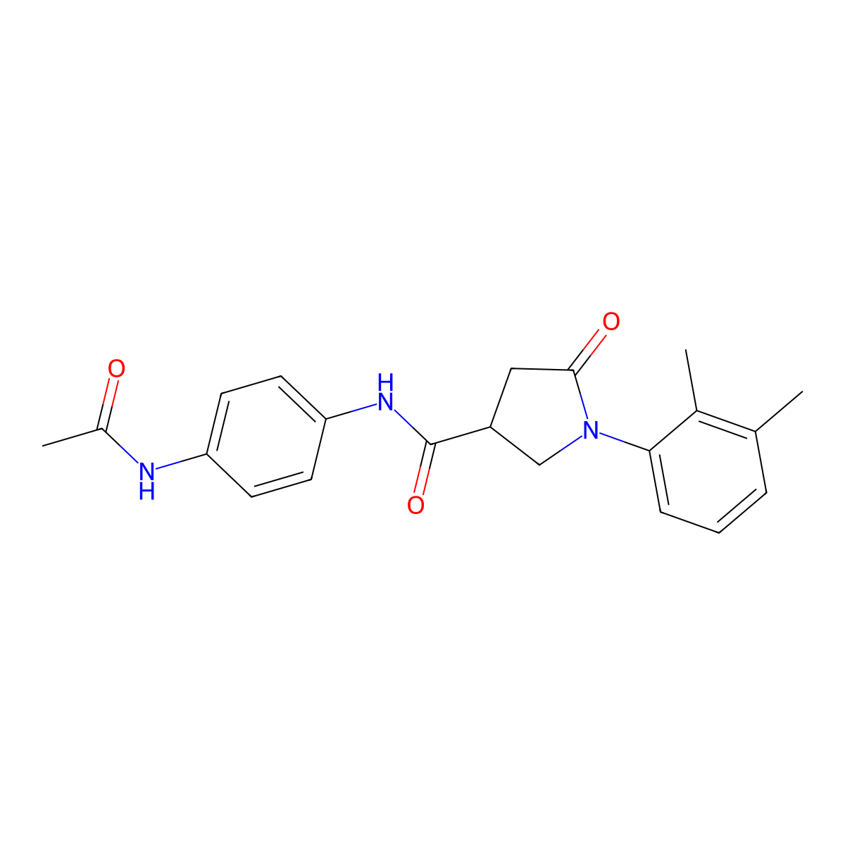 N-(4-acetamidophenyl)-1-(2,3-dimethylphenyl)-5-oxopyrrolidine-3-carboxamide molecular structure, CAS 351067-19-1