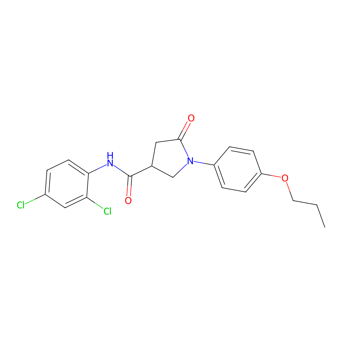 N-(2,4-dichlorophenyl)-5-oxo-1-(4-propoxyphenyl)pyrrolidine-3-carboxamide molecular structure, CAS 351067-28-2